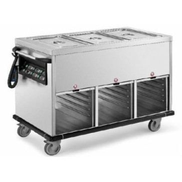 Carrello termico cap.3x1/1gn, vasca in 3 scomparti a 3 temp., mm 1200x700x900 h