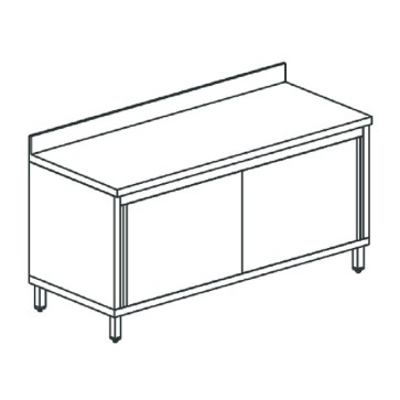 Tavolo armadiato neutro con porte battenti e alzatina, 1200x600 mm