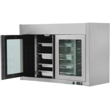 Pensile caldo ventilato acciaio inox con 3 ante battente -vetro e inox mm 1400x400x660 h