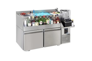 Cocktail bar refrigerato con bottigliera lavabo con miscelatore e vasca ghiaccio 1200x600 mm