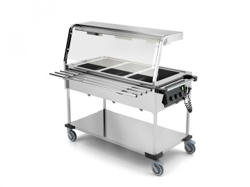 Carrello bagnomaria con lampade alogene, vasche separate