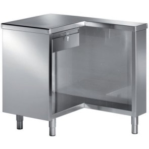 Tavolo cassa chiuso ad L con 1 cassetto e chiusura a chiave,dx,mm 1400x700x890 h