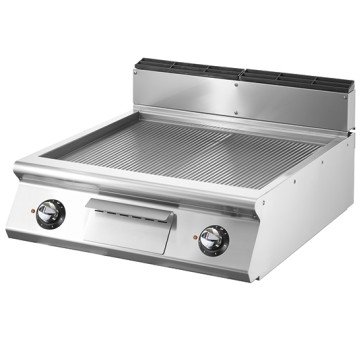 Fry-top elettrico versione top, piastra rigata cromata