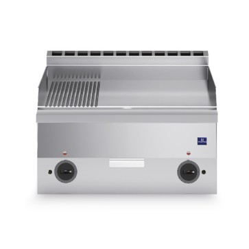 Fry top elettrico da banco, piastra 1/3 rigata e 2/3 liscia