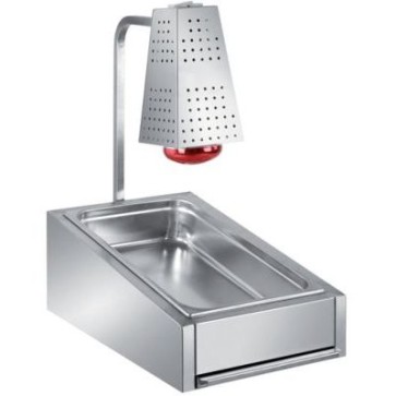 Scaldapatate da appoggio.elemento riscaldante con griglia scola e sala patate dotate di lampada riscaldante, 250 w mm 380x570x660 h
