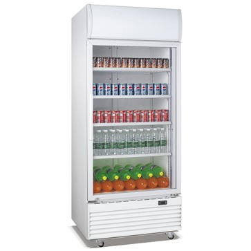 Frigovetrina porta vetro battente,cap. 660 lt, temp. 0/+10°C, cassonetto superiore luminoso