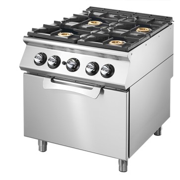 Cucina a gas su forno a gas statico GN 2/1, 4 bruciatori
