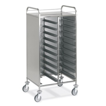 Carrello per contenitori GN con 3 lati chiusi, 1 lato chiuso a metà *