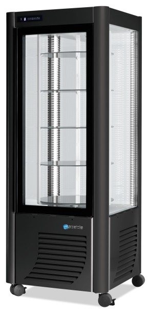 Vetrina refrigerata verticale ventilata con 5 ripiani girevoli, +2°c/+10°c, colore argento/nero