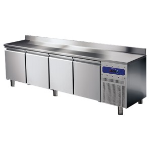 Tavolo freezer 600 mm a 4 porte con alzatina, -10°/-20°C