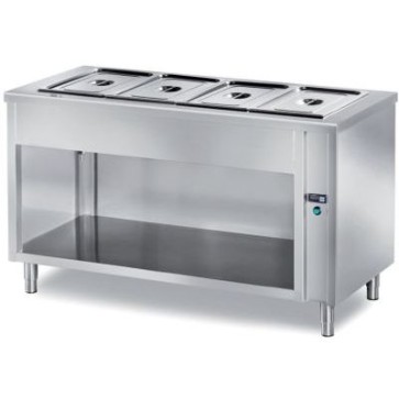 Tavolo caldo self-service vano inferiore a giorno - vasca raggiata h 200 - bagnomaria - bacinelle gn escluse mm 2000x700x890 h