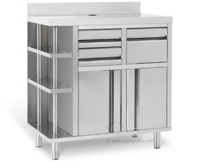 Struttura banco macchina da caffè 1,0 m, con scomparto a sinistra