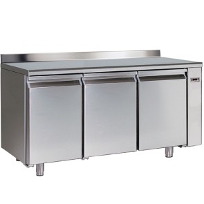 Tavolo congelatore remoto pasticceria 3 porte,8 guide 60x40 cm con piano in inox e alzatina