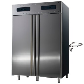 Armadio frigorifero ventilato hccp sistema 2 vani da 700 lt 2  temp.-2/+8°c/-0/+5°c per vano pesce