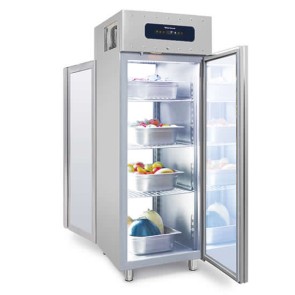 Congelatore da 700 litri in inox GN 2/1, -10°/-20°C - Pass-through con porte a vetro