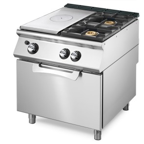 Tuttapiastra gas su forno a gas statico GN 2/1 + 2 bruciatori