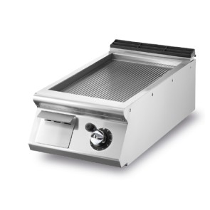 Fry-top gas versione top, piastra rigata cromata