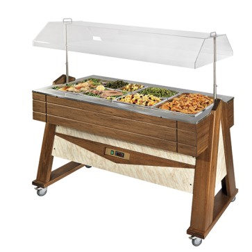 Buffet caldo a isola a bagno maria, 4x gn1/1