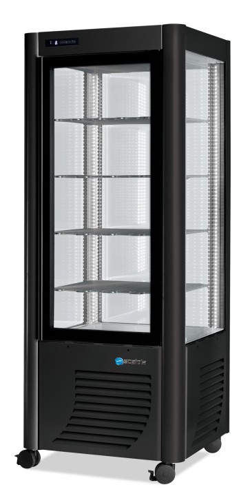 Vetrina refrigerata verticale statica con 5 ripiani, -5°c/-20°c, colore argento/nero