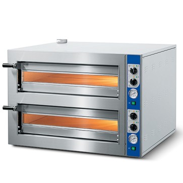 forno pizza elettrico da 4+4 pizze ø 350 mm, controllo meccanico