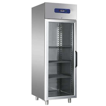 Congelatore professionale ventilato 600 litri in inox con porta in vetro, -18°c/-22°c
