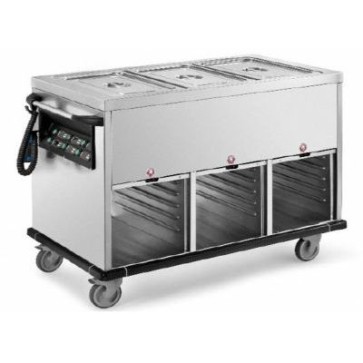 Carrello termico cap.2x1/1gn, vasca in 2 scomparti a 2 temp., mm 850x700x900 h