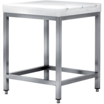 Ceppo macelleria in polietilene aliment.feritoia per coltelli - mm 500x500x900 h