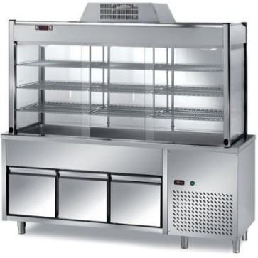 Elemento refrigerato con vetrina refrigerata soprastante, dim. mm. 2000x700x2000h