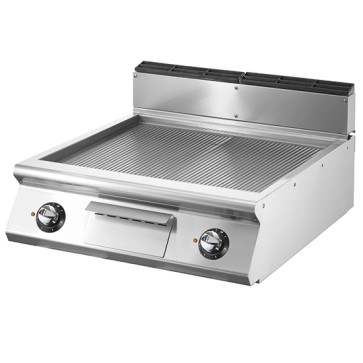 Fry-top elettrico versione top, piastra rigata cromata