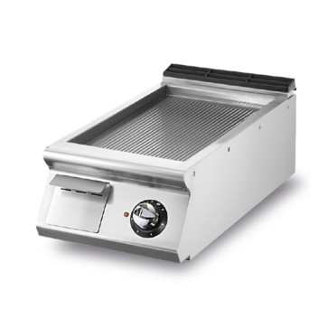 Fry-top elettrico versione top, piastra rigata cromata