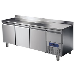 tavolo refrigerato 3 porte GN 1/1 con alzatina e cassetto refrigerato su vano motore, 0°/+10 °C