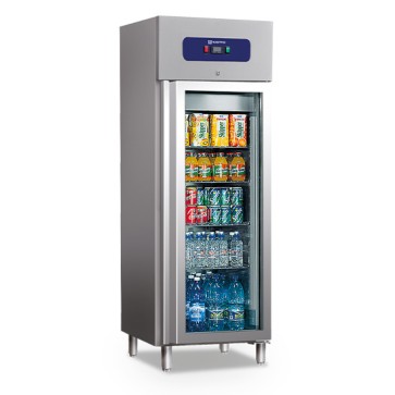 Frigorifero da 400 litri in inox con porta in vetro, 460x485 mm, -2°/+8°C