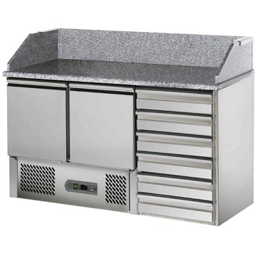 Banco per pizzeria 2 porte GN 1/1, 6 cassetti EN.