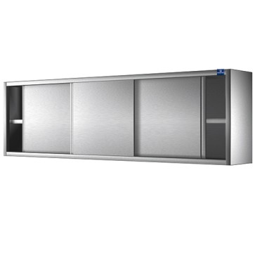 Pensile con porte scorrevoli e ripiano intermedio per cucine industriale 2000x400mm.
