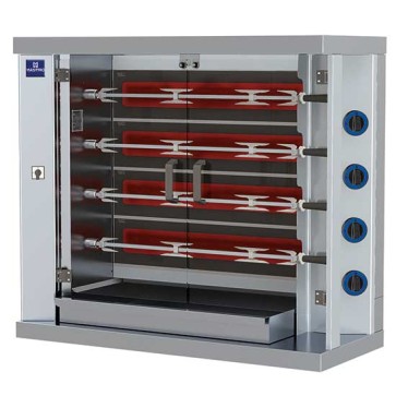 Girarrosto elettrico professionale verticali ad asta con illuminazione interna,4 spiedi x 20 polli