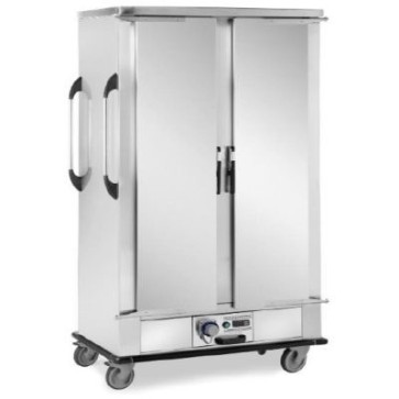 Carrello portabacinelle struttura coibentata inox cap.40 bacinelle gn1/1 riscaldati a 2 ante - mm 1320x750x2000 h