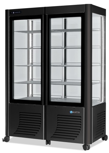 Vetrina refrigerata verticale ventilata con 5+5 ripiani, +2°c/+10°c, colore argento