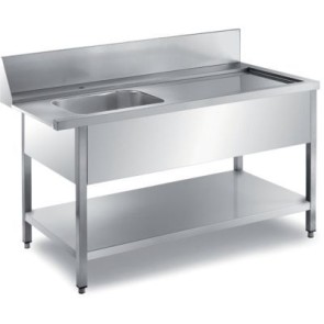 Tavolo di entrata lavastoviglie con alzatina h 200 + 1 vasca sx mm. 800x700x850 h