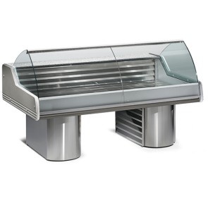 Vetrina refrigerata professionale statica per pesce, larghezza=3500