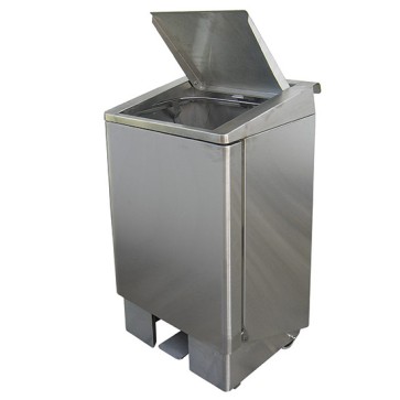 Pattumiera quadrata carrellata con pedale, inox, cap 120lt