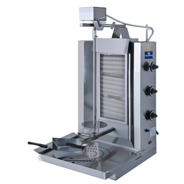 griglia kebab a gas con 3 zone di riscaldamento, motore sopra, 30 kg