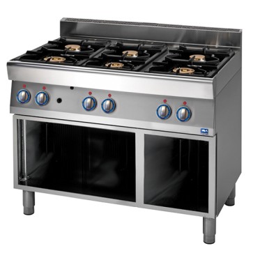Piano di cottura a gas su base aperta con 6 fuochi (25,8 kW)