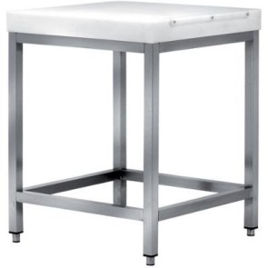 Ceppo macelleria in polietilene aliment.feritoia per coltelli - mm 500x500x900 h