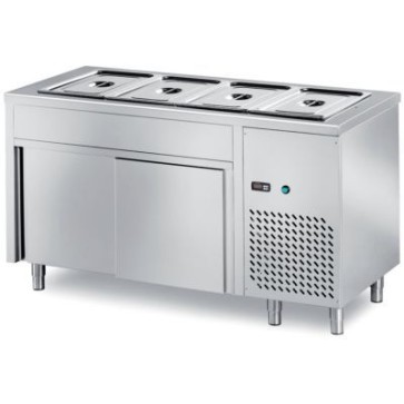Tavolo freddo self-service con vasca refrigerata h 200 gn escluse - vano inferiore neutro con scorrevoli + vano motore mm 2000x700x890 h