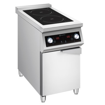 Cucina induzione a 2 zone di cottura da 5 kW su base con porta 400x700mm