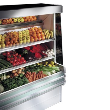Murale refrigerato con 2 ripiani per frutta, larghezza=1500