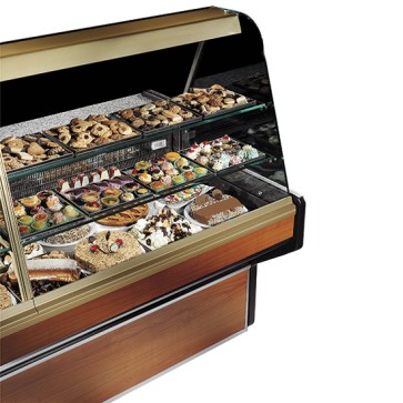 Vetrina refrigerata pasticceria professionale con 2 mensole larghezza 2500 mm