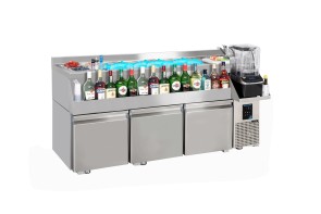 Cocktail bar refrigerato con bottigliera lavabo con miscelatore e vasca ghiaccio 1200x600 mm