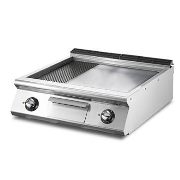 Fry-top elettrico versione top, piastra 2/3 liscia e 1/3 rigata cromata
