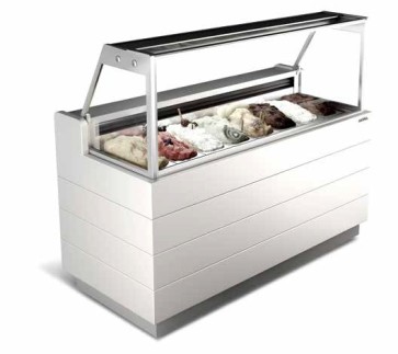 Vetrina gelato ventilata BAROCCO, capacità 10x5 litri -18°/-22°C 1980x685mm